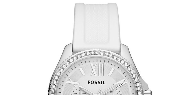 Dámské stříbrné analogové hodinky se zirkony Fossil