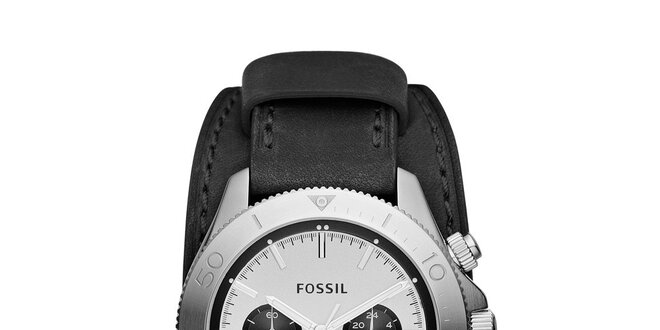 Pánské retro hodinky s černým řemínkem Fossil