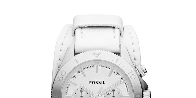 Dámské bílé hodinky Fossil s chronografem