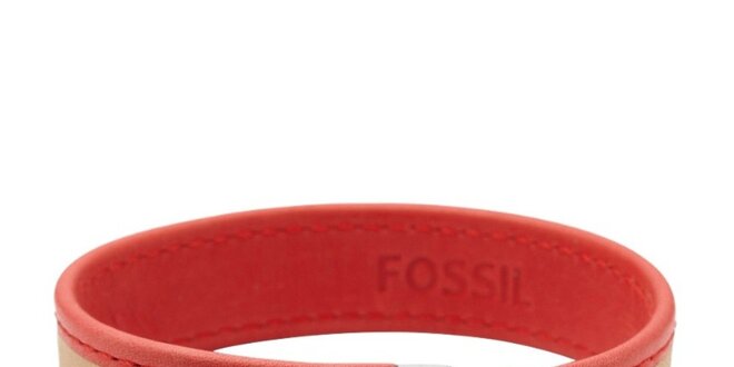 Dámský béžovo-červený kožený náramek Fossil