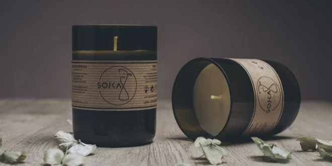 Sojové svíčky české výroby v recyklované lahvi