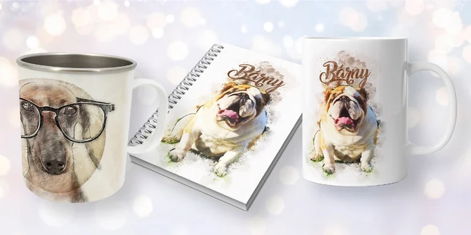 Fotodárky s mazlíčky: hrnky a zápisníky