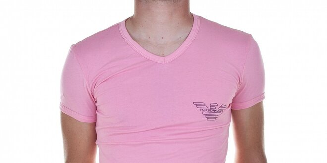 Pánské světle růžové tričko Emporio Armani s potiskem