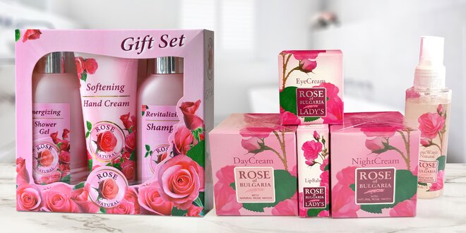 Růžová kosmetika pro ženy: balzám, mýdlo i krém