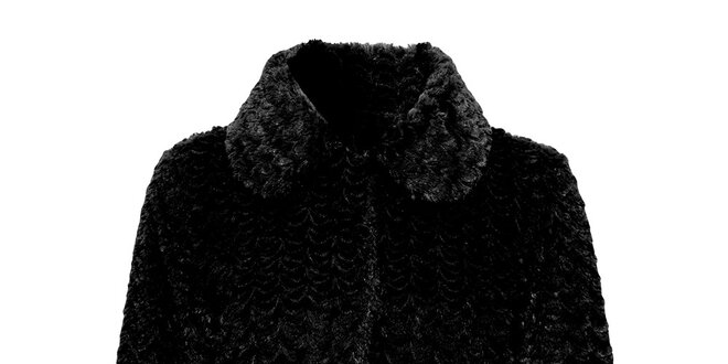 Dámský černý kabátek s umělou kožešinkou Yumi