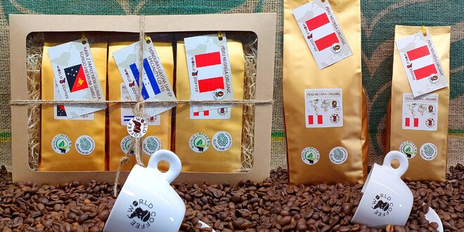 Zrnkové i mleté kávy z Peru, Brazílie i Hondurasu