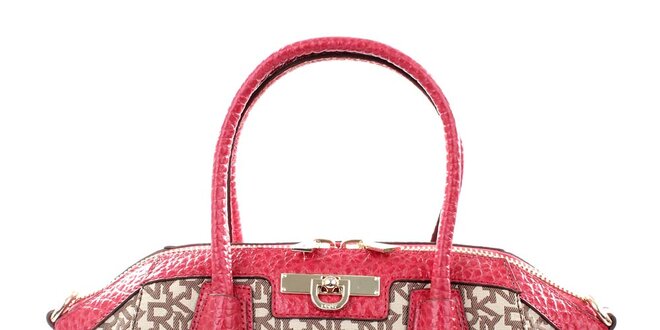 Dámská červeno-hnědá kabelka se vzorem DKNY