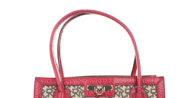 Dámská červeno-béžová kabelka se zámečkem DKNY