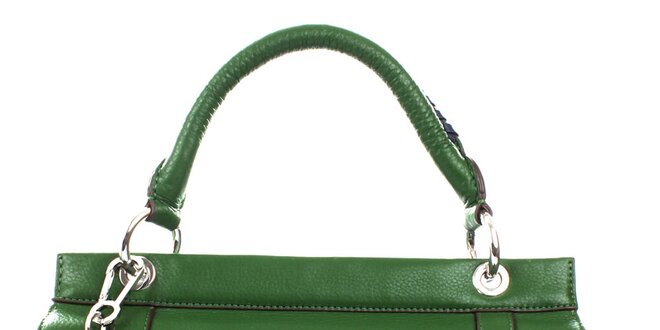Dámská zeleno-modrá kožená kabelka se zámečkem DKNY