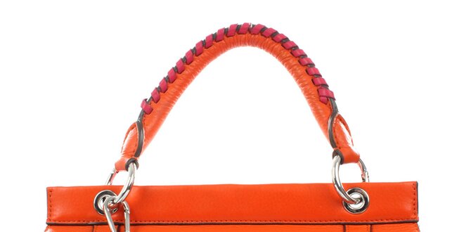 Dámská oranžovo-růžová kožená kabelka se zámečkem DKNY