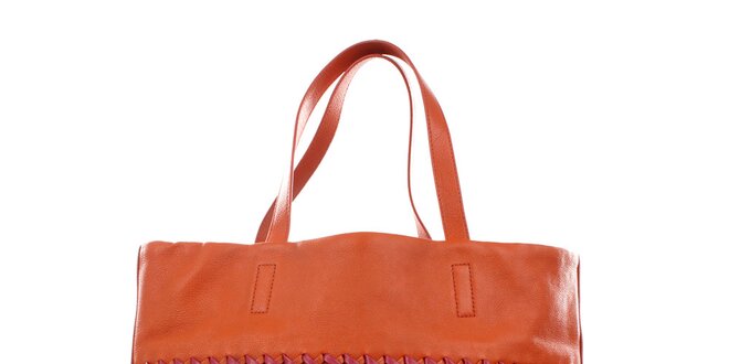 Dámská oranžovo-růžová kabelka s proplétáním DKNY