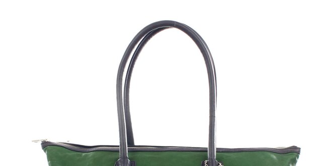 Dámská černo-zelená kožená kabelka DKNY