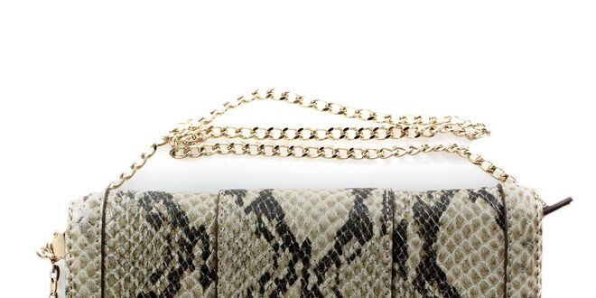 Dámská béžovo-šedá minikabelka s hadím vzorem DKNY