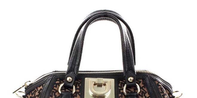 Dámská černo-hnědá kabelka s monogramem DKNY