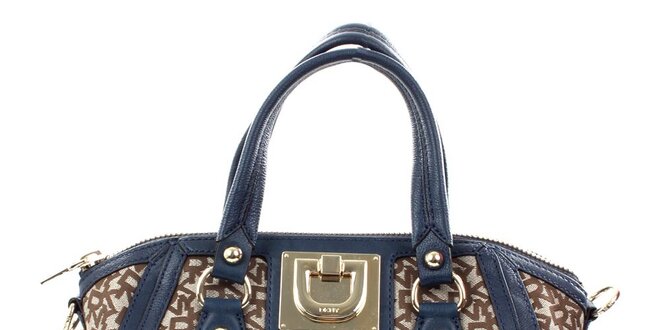 Dámská modro-hnědá kabelka s monogramem DKNY