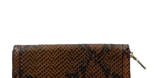 Dámská hnědá peněženka s hadím vzorem DKNY