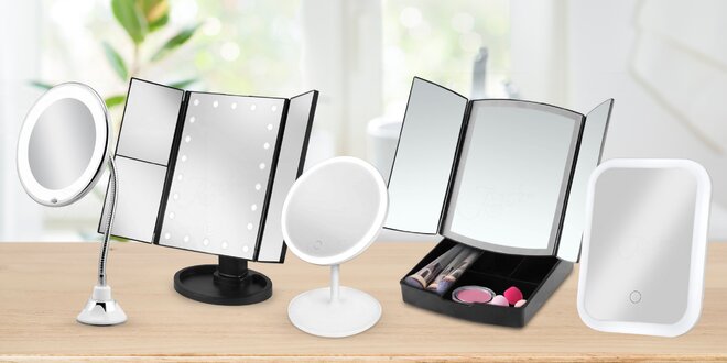 Kulatá, hranatá i sklápěcí kosmetická LED zrcadla