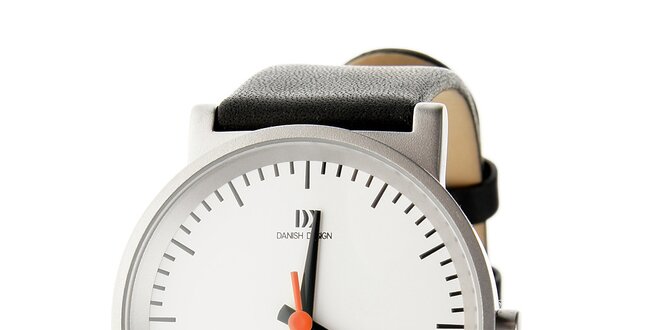 Pánské hodinky Danish Design s černým koženým řemínkem