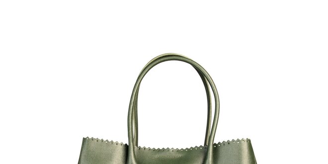 Dámská zelená kabelka s ozdobným lemem Made in Italia