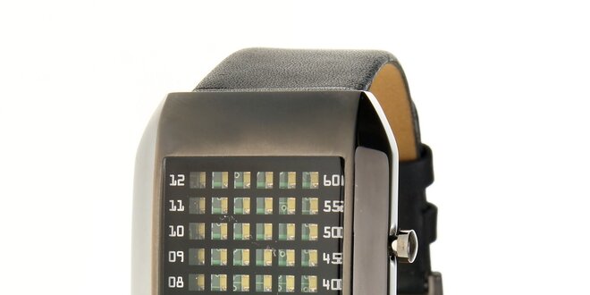 Pánské černé ocelové hodinky Danish Design s černým koženým řemínkem