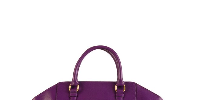 Dámská fialová kožená kabelka Made in Italia