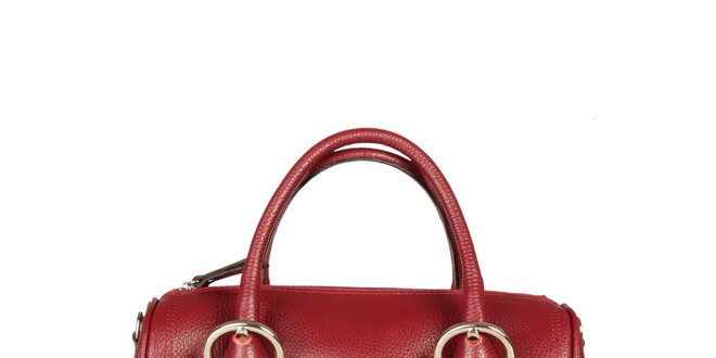 Dámská červená kabelka s přezkami Made in Italia