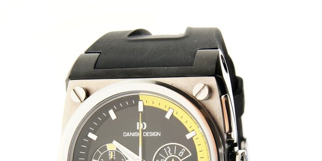 Pánské ocelové hodinky Danish Design s černým silikonovým páskem