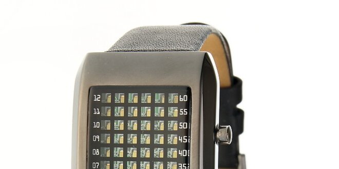 Pánské černé ocelové hodinky Danish Design s černým koženým řemínkem
