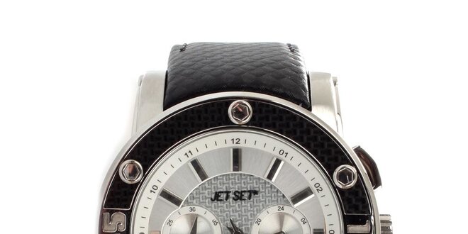 Dámské černobílé hodinky s ocelovým pouzdrem Jet Set