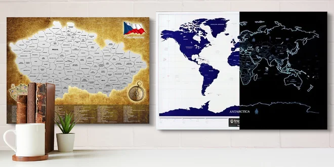 Stírací mapa ČR, Slovenska i svítící mapa světa