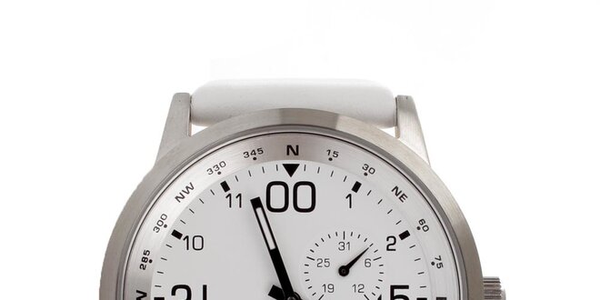 Unisexové stříbrné hodinky s bílým ciferníkem a řemínkem Axcent