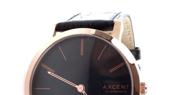 Pánské černo-zlaté analogové hodinky Axcent