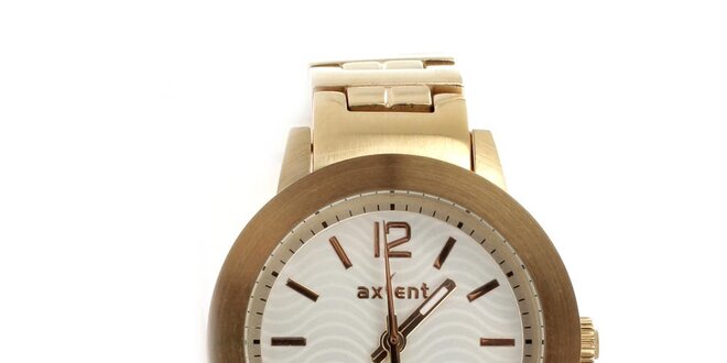 Dámské zlaté hodinky s bílým ciferníkem Axcent