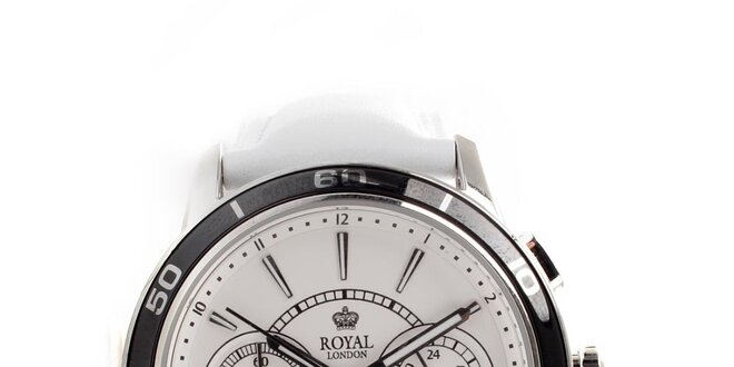 Pánské bílé ocelové hodinky Royal London s bílým kulatým ciferníkem