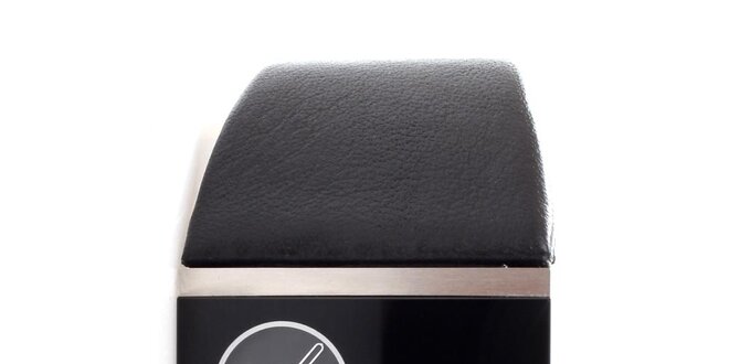 Dámské černo-stříbrné hodinky Danish Design s černým koženým řemínkem