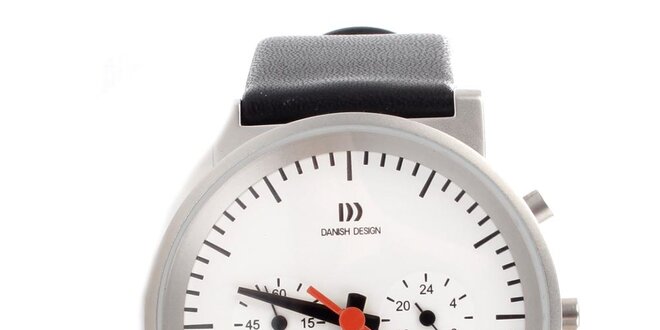 Dámské ocelové hodinky Danish Design s černým koženým řemínkem