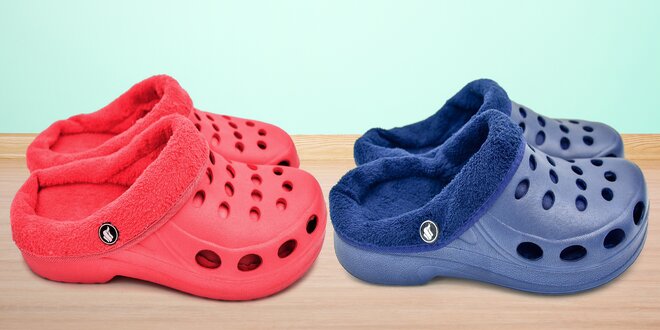Dětská zateplená obuv na zahradu: modrá nebo červená