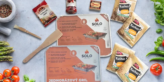 Jednorázové grily v sadě s náčiním i dobrotami