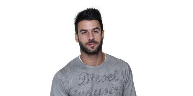 Pánský šedý bavlněný pulovr s nápisem Diesel