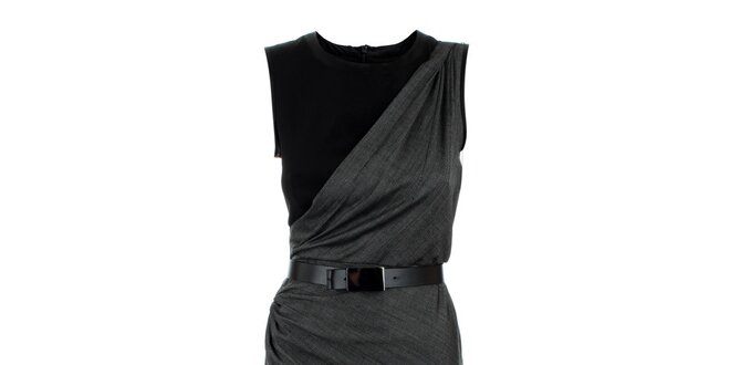 Dámské šedo-černé šaty s páskem Max Mara