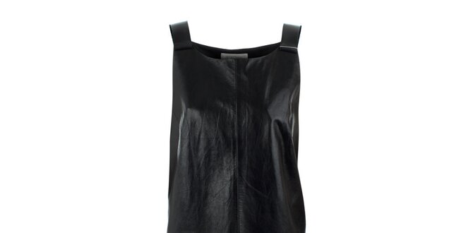Dámské černé šaty s koženým předním dílem Max Mara