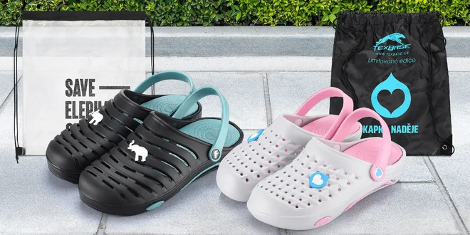 Boty Clogs vč. vaku: Podpořte Kapku naděje a Save Elephants