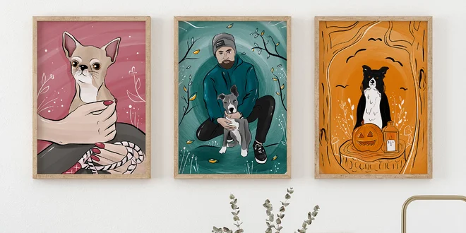 Obrazy Michaely Hradňanské: 14 psích motivů