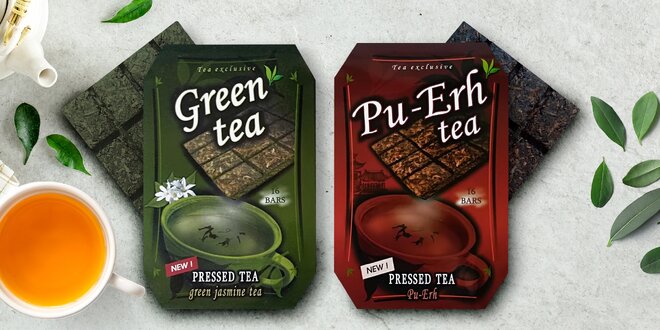 Čínské lisované čaje: černý Pu-Erh a jasmínový