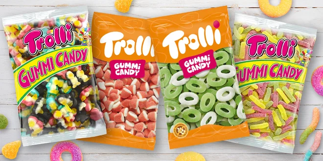 Trolli želatinové bonbony: kyselé kroužky i medvídci