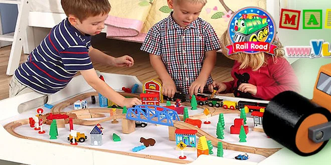 100dílná dřevěná vláčkodráha pro děti od 3 let