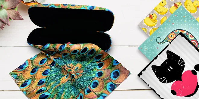 Čisticí utěrky s pouzdry na brýle s veselými motivy