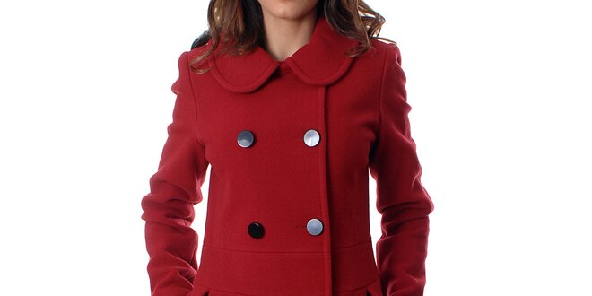 Elegantní dámský dvouřadý kabát Mya Alberta v červené barvě