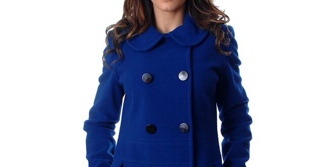 Elegantní dámský dvouřadý kabát Mya Alberta v modré barvě