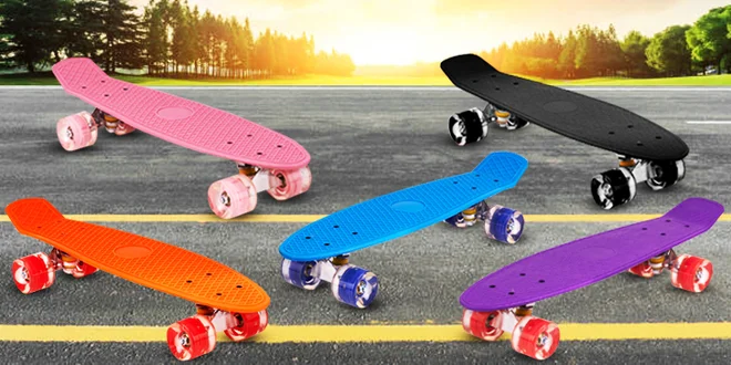 Pennyboardy se svítícími kolečky: různé barvy